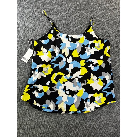 Bar III Women's Ssize Medium Navy  multi color  Sheer Lined Printed Scoop Neck C - Picture 2 of 8